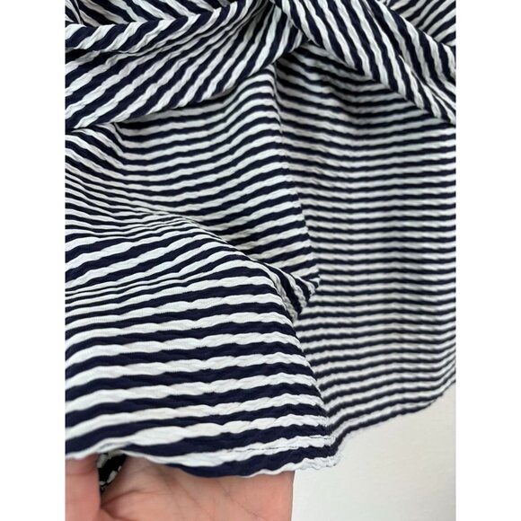 Lands' End women's 16 navy white striped textured underwire‎ tankini swim top - Picture 3 of 6